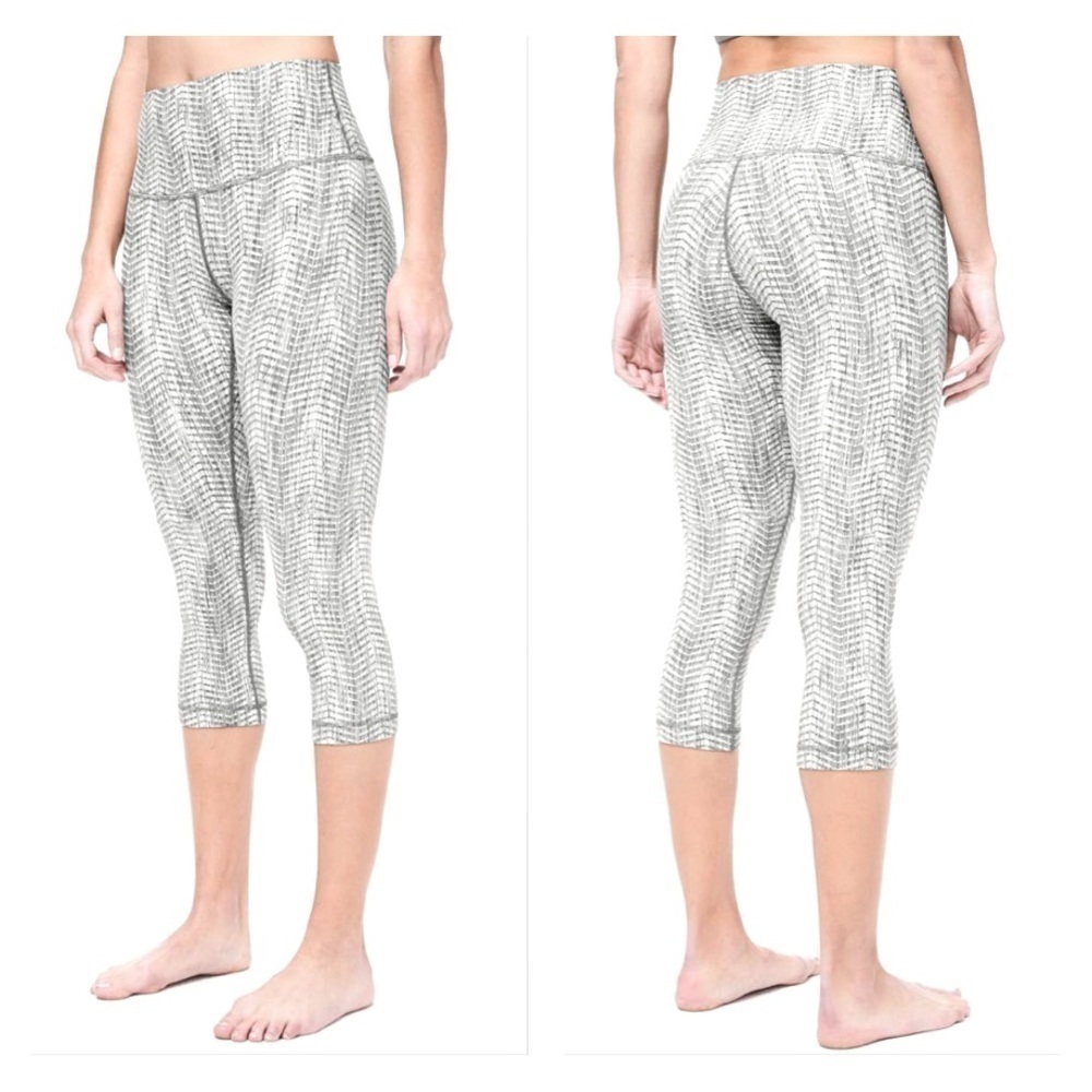 ❤️ LULULEMON Wunder Under Crop High Rise chevron jacquard knit G1-G2